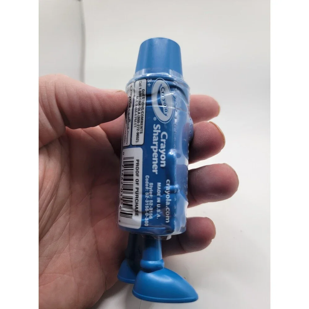Blue Crayola Crayon Sharpener Stand Up Plastic Figure With Feet Hallmark School